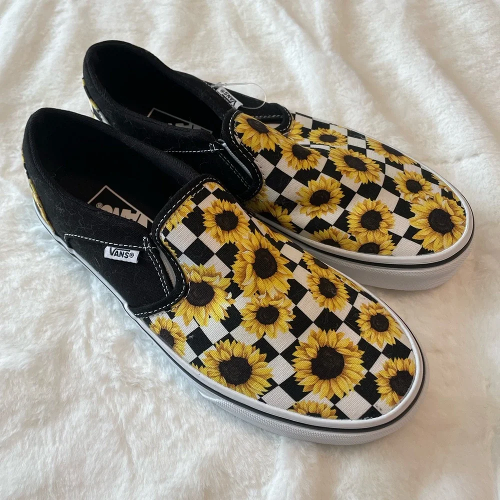 Vans Sunflower Checkered Slip-On Sneakers Size 8 - Picture 3 of 5
